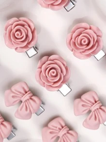 10pcs Toddler Girls Flower Decor Hair Clip