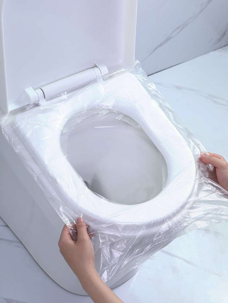 10入組塑料一次性馬桶座圈浴用簡約透明一次性馬桶座圈 - 白色 - 查看 1