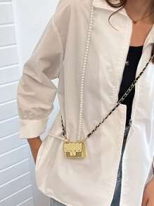 Túi Crossbody Nữ màu trơn Chuỗi - Vàng - Xem 2