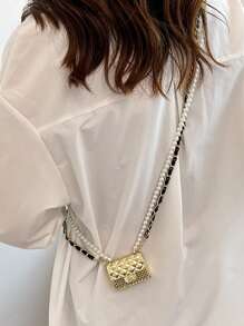 Túi Crossbody Nữ màu trơn Chuỗi - Vàng - Xem 4