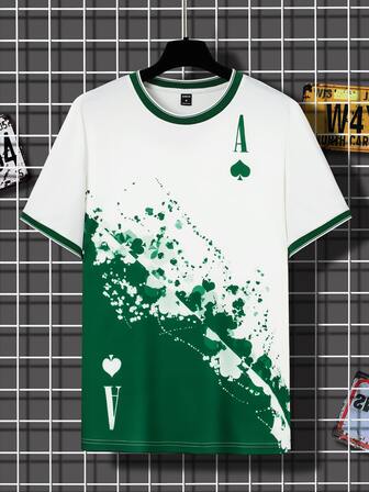 Guys Playing Card & Letter Graphic Tee