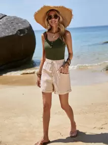 EMERY ROSE Casual Eenkleurig Dames shorts Geknoopt Zak