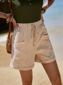 EMERY ROSE Casual Eenkleurig Dames shorts Geknoopt Zak