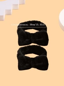 2入組黑色浴室髮帶現代滌綸蝴蝶結裝飾浴室髮帶