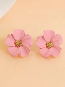 花耳釘 - 粉色 - 查看 3