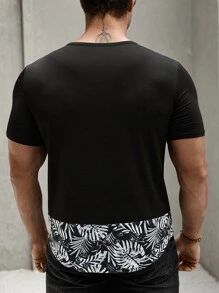 Manfinity Men Tropical Print Pocket Patched Tee - Black - View 2