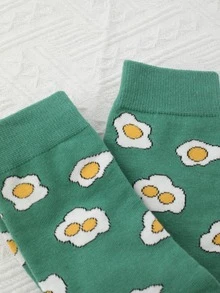 Men Fried Egg Pattern Crew Socks - Multicolor - View 2
