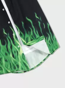 ROMWE MEN Guys Fire & Letter Graphic Shirt - Multicolor - View 3