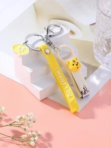 Tiger Detail Nail Clippers Charm Keychain - Multicolor - View 1