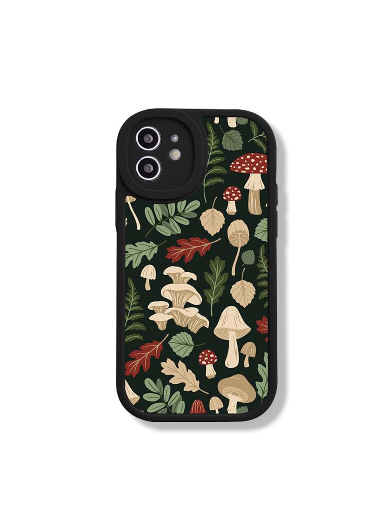 1pc Mushroom & Leaf Pattern Silicone Phone Case
