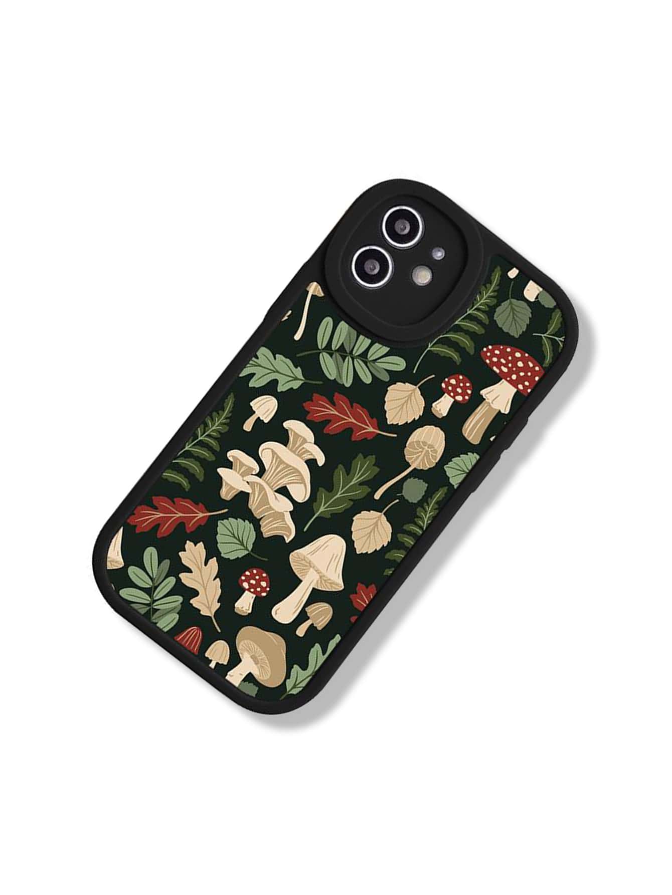 1pc Mushroom & Leaf Pattern Silicone Phone Case