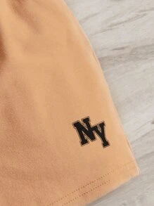 SHEIN Leap Crew Baby Boy Letter Graphic Tank Top & Shorts - Apricot - View 3