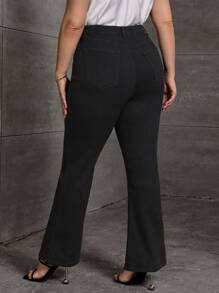 Plus Zip Fly Flare Leg Jeans - Black - View 2