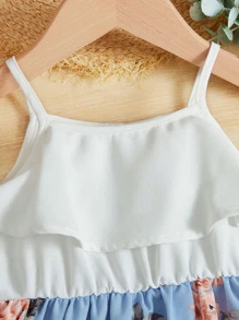 SHEIN Baby Floral Print Ruffle Trim Cami Dress - Multicolor - View 3