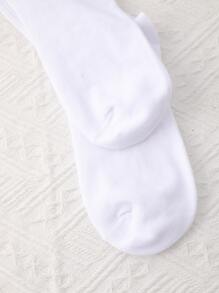 男士標語圖案中筒襪 - 黑與白 - 查看 3