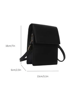 Minimalist Square Bag Flap Mini Phone Pouch Black Mother's Day Gift For Mom Lightweight Fashion White-Collar Workers College Work Business Commute Office For Anniversary For Birthday Gift On Valentine Day Side Bag Phone Purse - Black - View 3