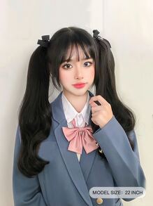 2pcs Long Body Wave Ponytail Synthetic Hair Extension - Black - View 2