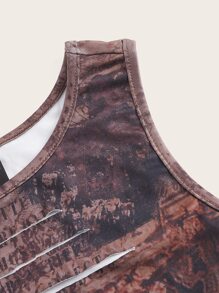 Áo khoác và áo lót dành cho xe tăng nữ Bị tách Con số Giải trí - Cà phê nâu - Xem 3