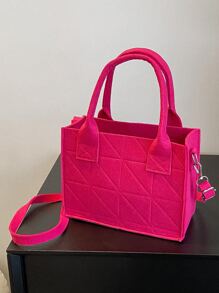 螢光紅車縫方包 - 玫紅色 - 查看 8