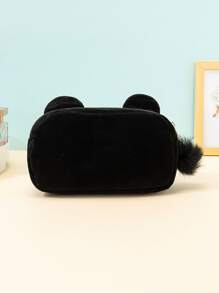 1 件可爱猫耳朵黑色毛绒 Y2K 美学便携式化妆包黑暗外观化妆包女士女孩化妆包化妆袋护肤包盥洗包收纳袋，旅行必需品邮轮必需品宿舍必需品，婚礼伴娘礼物，妈妈礼物，生日礼物，送给朋友和老师的礼物，家居装饰，浴室客厅卧室装饰，浴室收纳盒，珠宝收纳盒，唇油收纳盒，指甲油收纳盒化妆品收纳盒化妆盒