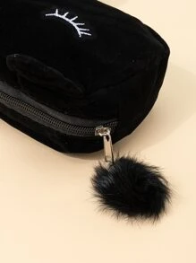 1 件可爱猫耳朵黑色毛绒 Y2K 美学便携式化妆包黑暗外观化妆包女士女孩化妆包化妆袋护肤包盥洗包收纳袋，旅行必需品邮轮必需品宿舍必需品，婚礼伴娘礼物，妈妈礼物，生日礼物，送给朋友和老师的礼物，家居装饰，浴室客厅卧室装饰，浴室收纳盒，珠宝收纳盒，唇油收纳盒，指甲油收纳盒化妆品收纳盒化妆盒