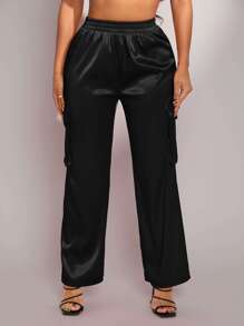 SHEIN SXY 側翻蓋口袋工裝褲