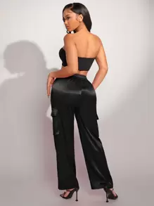 SHEIN SXY 側翻蓋口袋工裝褲