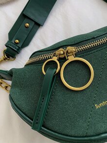 Riñonera pequeño con estampado de letra con diseño de cadena - Verde - Ver 4