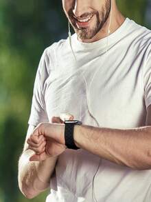 Correa de reloj de silicona transpirable compatible con Apple Watch - Negro - Ver 2