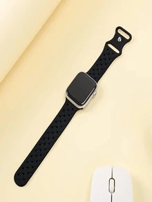 Correa de reloj de silicona transpirable compatible con Apple Watch - Negro - Ver 5