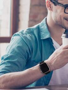 Correa de reloj de silicona transpirable compatible con Apple Watch - Negro - Ver 6