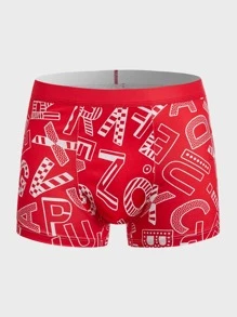 Hombres Calzoncillos boxer con estampado de letra - Rojo - Ver 1