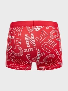 Hombres Calzoncillos boxer con estampado de letra - Rojo - Ver 2
