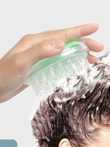 1入組矽膠頭皮按摩器浴室洗髮水按摩刷 - 粉色 - 查看 7