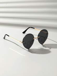 POLASUP 1pc Alien Themed Frameless Fashion Glasses, Green/Black, Suitable For Halloween Party, Music Festival, Dance Party, UVA Protection - Dark Grey - View 12