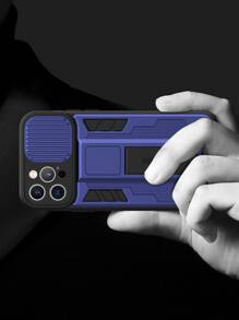 Color Block Phone Case With Holder - Blue - View 2