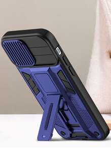 Color Block Phone Case With Holder - Blue - View 4