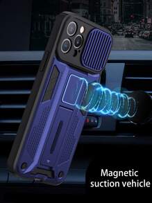 Color Block Phone Case With Holder - Blue - View 5