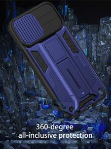 Color Block Phone Case With Holder - Blue - View 7