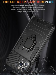 TPU empuje tire Lentes Funda Funda para móvil con soporte de aro - Negro - Ver 3