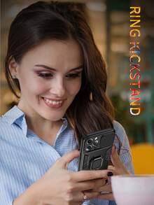 TPU empuje tire Lentes Funda Funda para móvil con soporte de aro - Negro - Ver 4