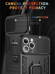 TPU empuje tire Lentes Funda Funda para móvil con soporte de aro - Negro - Ver 6
