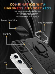 TPU empuje tire Lentes Funda Funda para móvil con soporte de aro - Negro - Ver 8