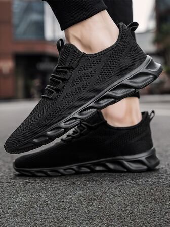 男式百搭休闲纯色透气运动步行鞋