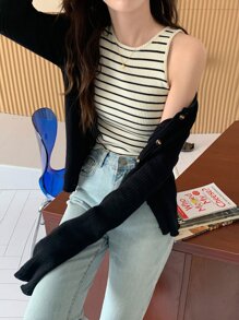 條紋圖案短款背心