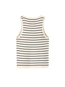 條紋圖案短款背心