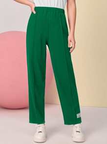 Mulvari 字母補丁細節按折痕彈性腰帶長褲 - 綠色 - 查看 5