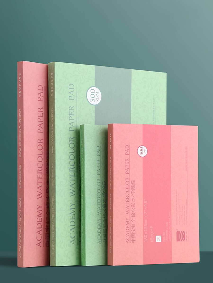 1pc Letter Graphic Watercolor Book - Green - View 1