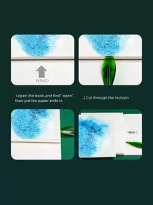 1pc Letter Graphic Watercolor Book - Green - View 6