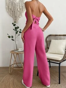 SHEIN Essnce Solid Tassel Hem Tube Top & Pants